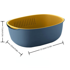 Double Layer Drainage Basket 2-in-1 Washing Basin & Storage Bowl