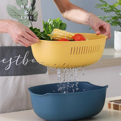 Double Layer Drainage Basket 2-in-1 Washing Basin & Storage Bowl