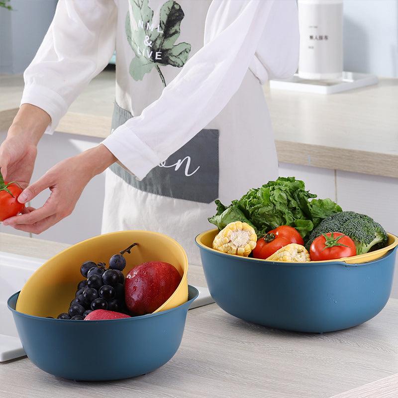 Double Layer Drainage Basket 2-in-1 Washing Basin & Storage Bowl