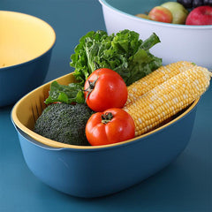 Double Layer Drainage Basket 2-in-1 Washing Basin & Storage Bowl
