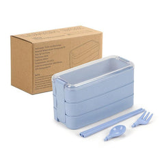 2pcs Wheat Straw Three-layer Lunch Box Microwave Safe Bento Box Large Capacity