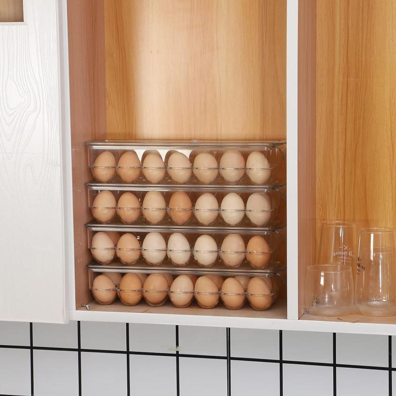 Clear Plastic Egg Rack 21 Compartments, Large Capacity Refrigerator Storage