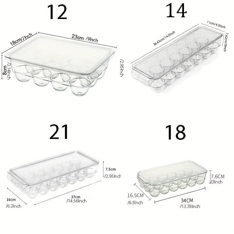 Clear Plastic Egg Rack 21 Compartments, Large Capacity Refrigerator Storage