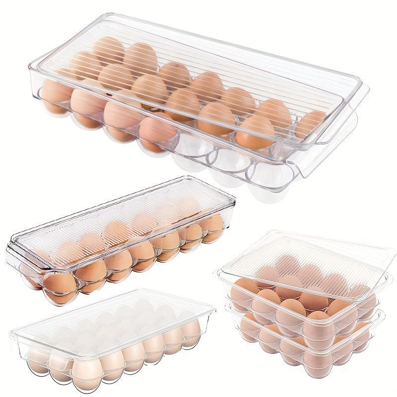 Clear Plastic Egg Rack 21 Compartments, Large Capacity Refrigerator Storage