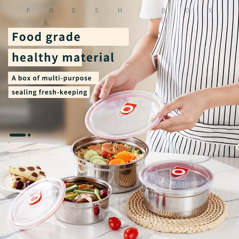 3pcs Set Stainless Steel Freshkeeping Box Leak-proof Refrigerator Box