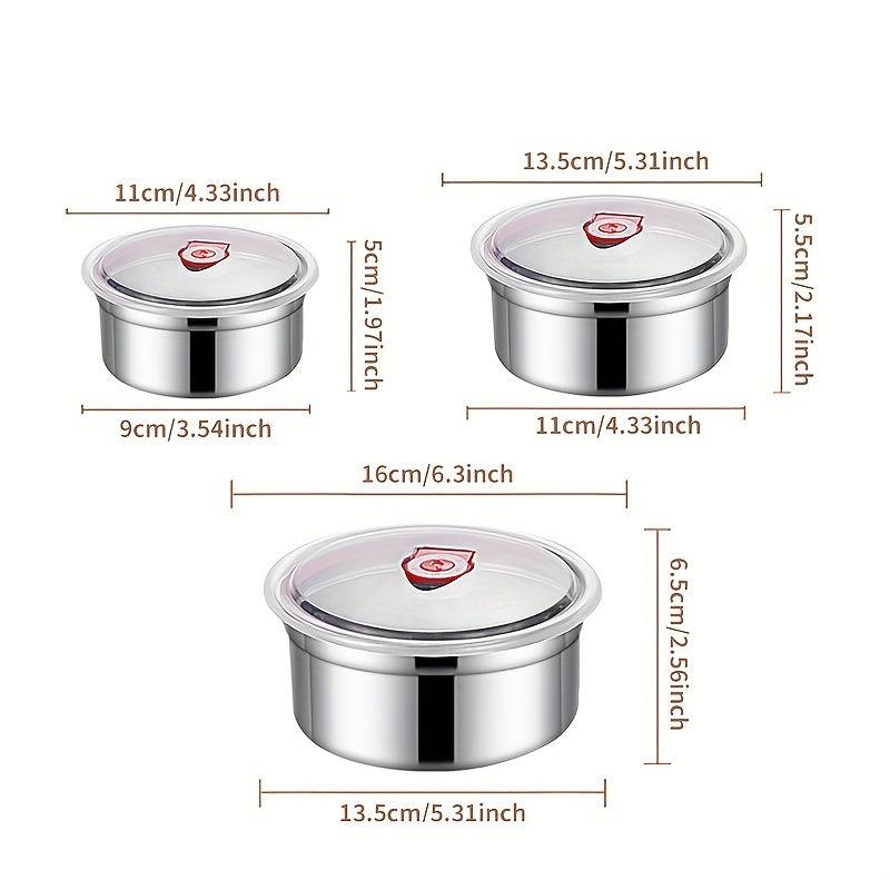 3pcs Set Stainless Steel Freshkeeping Box Leak-proof Refrigerator Box
