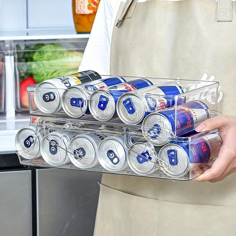 Foldable Refrigerator Beverage Organizer Double Layer Storage Rack