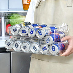 Foldable Refrigerator Beverage Organizer Double Layer Storage Rack