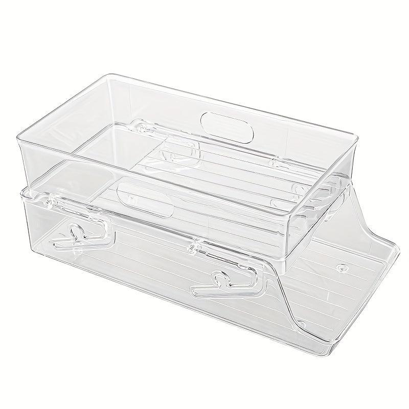 Foldable Refrigerator Beverage Organizer Double Layer Storage Rack