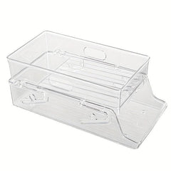 Foldable Refrigerator Beverage Organizer Double Layer Storage Rack
