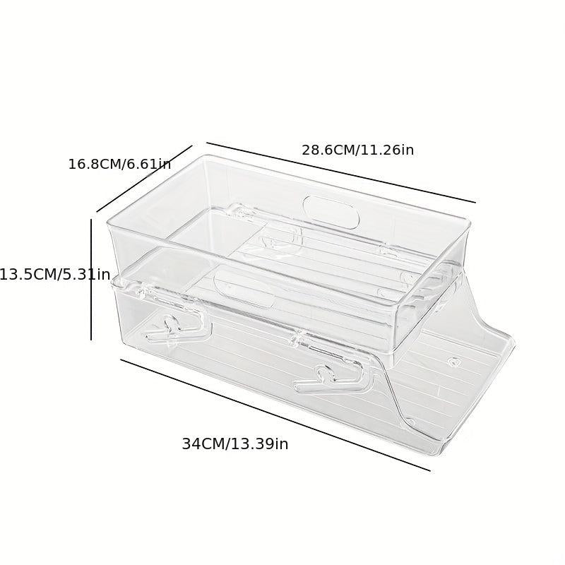 Foldable Refrigerator Beverage Organizer Double Layer Storage Rack