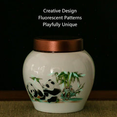 Ceramic Canister Luminous Panda Pattern Mini Portable Container