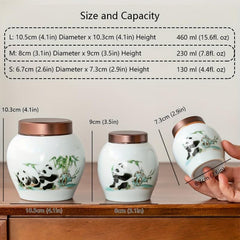 Ceramic Canister Luminous Panda Pattern Mini Portable Container