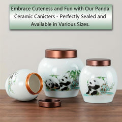 Ceramic Canister Luminous Panda Pattern Mini Portable Container