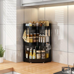 2 Tier Spice Storage Rack L Shaped Corner Caddy Kitchen Organizer Caddy Punch