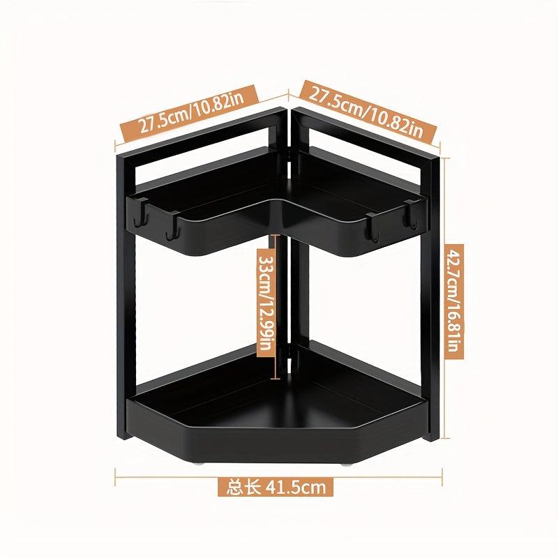 2 Tier Spice Storage Rack L Shaped Corner Caddy Kitchen Organizer Caddy Punch