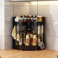 2 Tier Spice Storage Rack L Shaped Corner Caddy Kitchen Organizer Caddy Punch