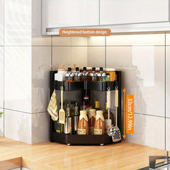 2 Tier Spice Storage Rack L Shaped Corner Caddy Kitchen Organizer Caddy Punch
