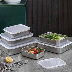 3pcs Stainless Steel Food Storage Box with Lid - Reusable Containers