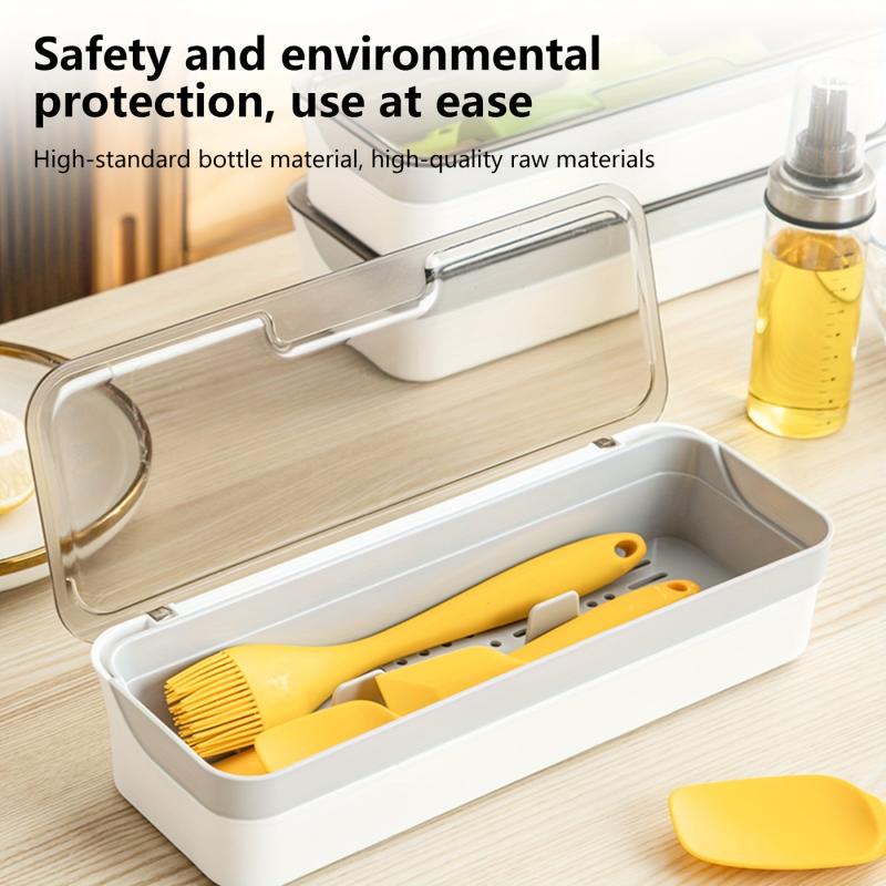 Chopsticks Dry Drain Box Kitchen Cutlery Tray With Lid