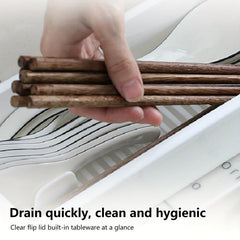 Chopsticks Dry Drain Box Kitchen Cutlery Tray With Lid