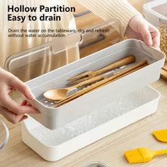 Chopsticks Dry Drain Box Kitchen Cutlery Tray With Lid