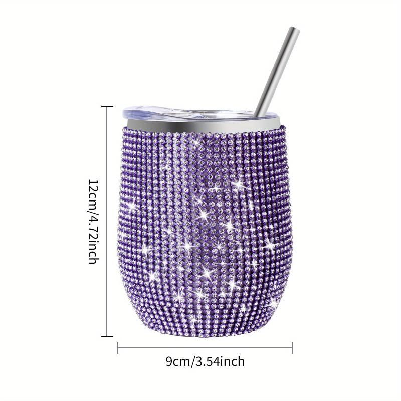 Bling Wine Tumbler 12 Oz Stainless Steel Glitter Vacuum Tumbler