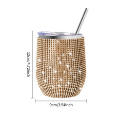 Bling Wine Tumbler 12 Oz Stainless Steel Glitter Vacuum Tumbler