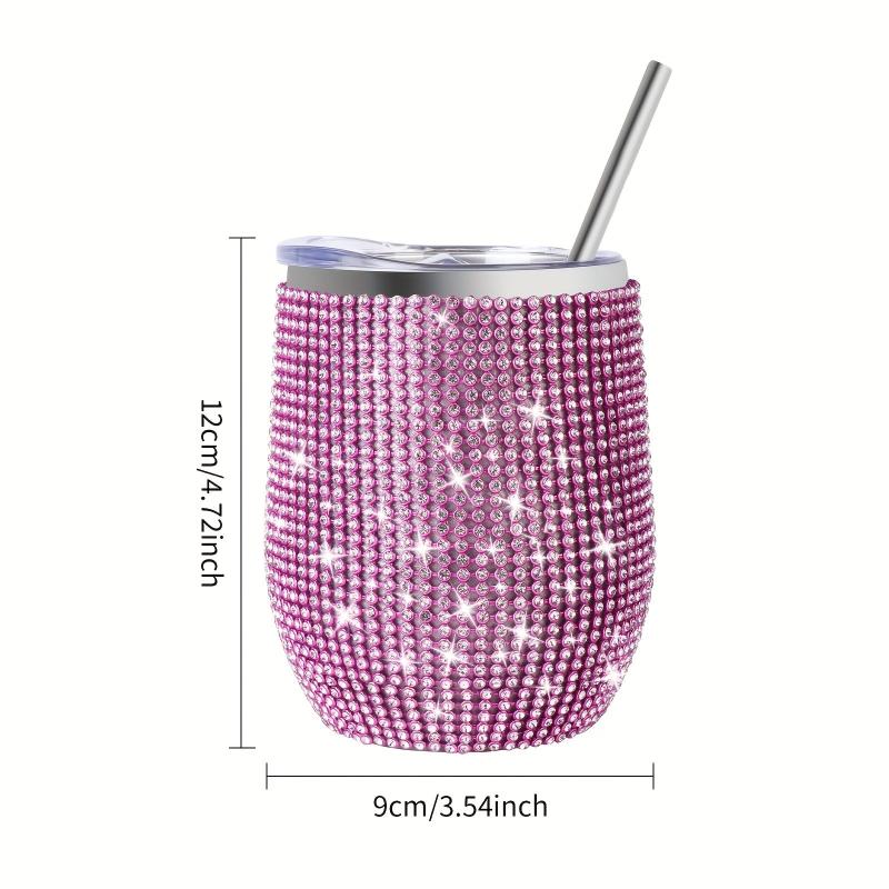 Bling Wine Tumbler 12 Oz Stainless Steel Glitter Vacuum Tumbler