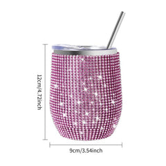 Bling Wine Tumbler 12 Oz Stainless Steel Glitter Vacuum Tumbler