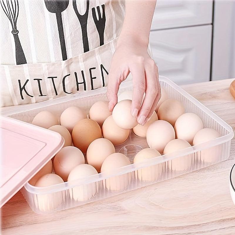 24-grid Egg Organizer with Lid, Clear Egg Storage Box, Non-slip Container