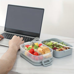 Double Layer Bento Lunch Box w/ Fork & Spoon Leakproof Food Container