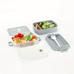 Double Layer Bento Lunch Box w/ Fork & Spoon Leakproof Food Container