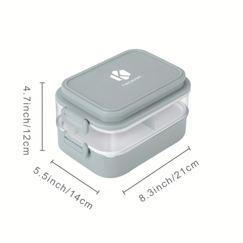 Double Layer Bento Lunch Box w/ Fork & Spoon Leakproof Food Container