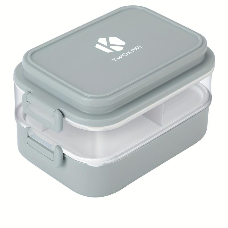 Double Layer Bento Lunch Box w/ Fork & Spoon Leakproof Food Container
