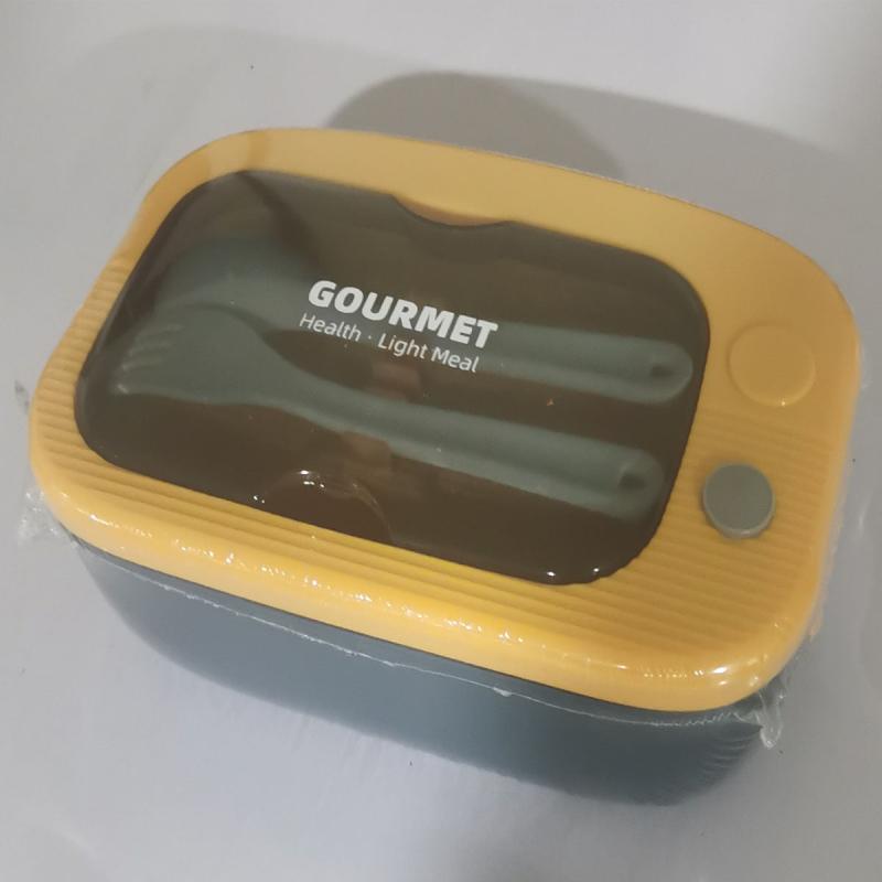 Portable Divided Lunch Box with Spoon and Chopsticks - Microwave Safe