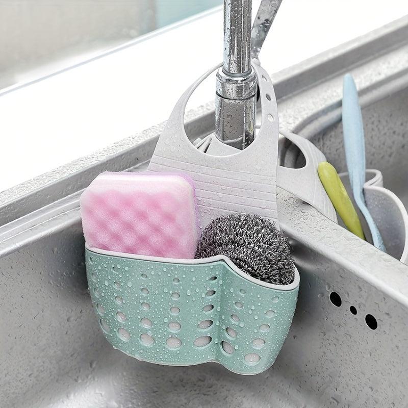 Adjustable Sink Sponge Storage Basket with Drainage Hanging Bags