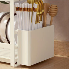 1pc Single Layer Bowl and Dish Storage Rack with Cutlery Cage