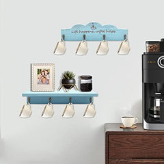 Coffee Cup Holder with Sturdy Hooks for Farmhouse Kitchen Decor