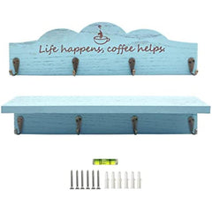 Coffee Cup Holder with Sturdy Hooks for Farmhouse Kitchen Decor