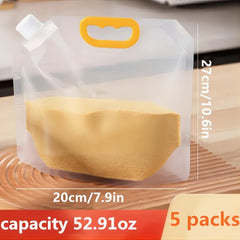 5pcs Food Storage Bags with Spout & Stand Up Pouch