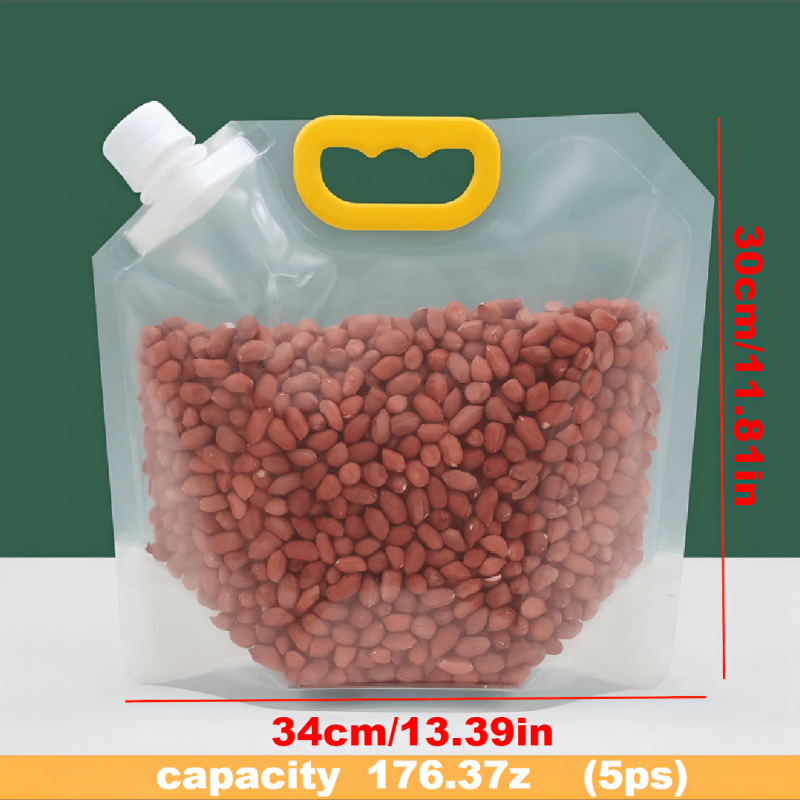 5pcs Food Storage Bags with Spout & Stand Up Pouch