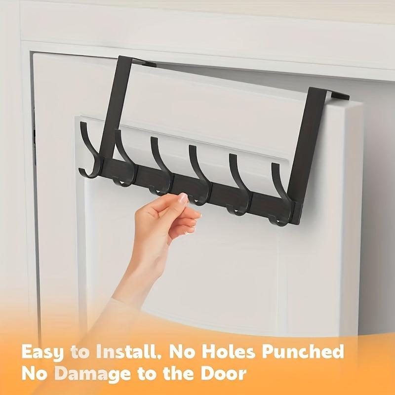 6 Hook Over the Door Coat Rack for Hanging Clothes Towels Backpacks and Hats