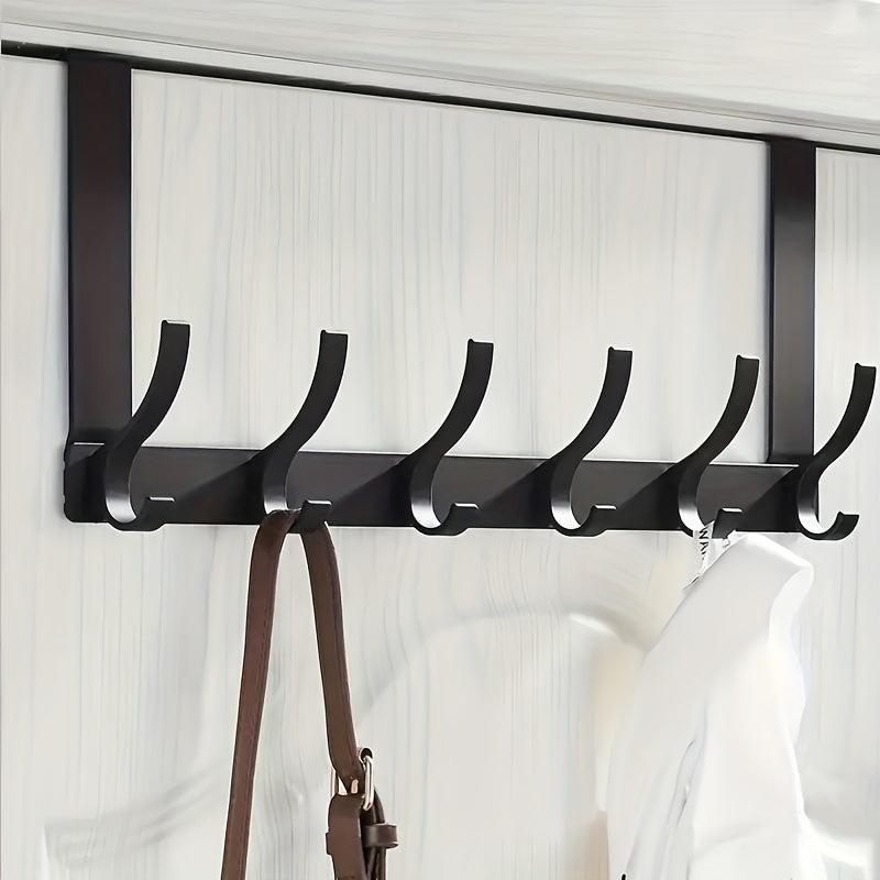 6 Hook Over the Door Coat Rack for Hanging Clothes Towels Backpacks and Hats