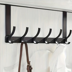6 Hook Over the Door Coat Rack for Hanging Clothes Towels Backpacks and Hats