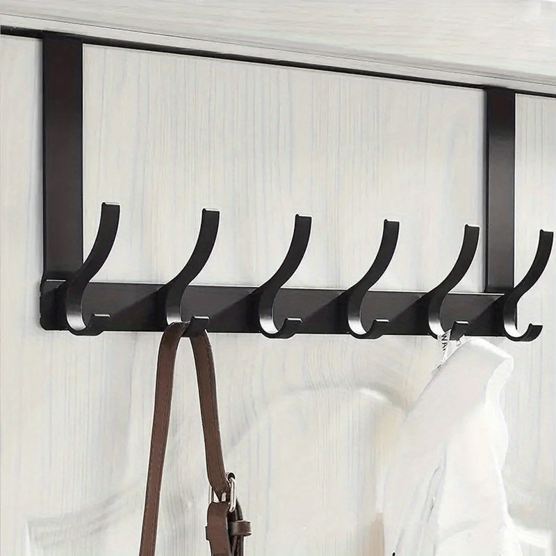 6 Hook Over the Door Coat Rack for Hanging Clothes Towels Backpacks and Hats