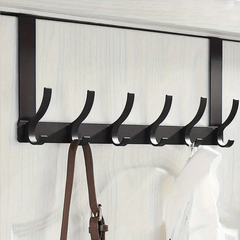 6 Hook Over the Door Coat Rack for Hanging Clothes Towels Backpacks and Hats