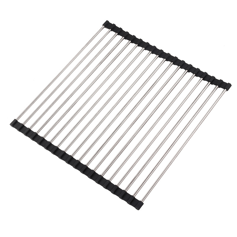 Foldable Stainless Steel Sink Drying Rack for Tableware Fruit Vegetable Filter