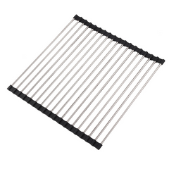 Foldable Stainless Steel Sink Drying Rack for Tableware Fruit Vegetable Filter