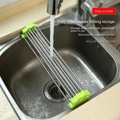 Foldable Stainless Steel Sink Drying Rack for Tableware Fruit Vegetable Filter